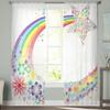 Transparente Vorhänge mit Cartoon-Regenbogenstern, Fenstervorhänge für Wohnzimmer, Schlafzimmer, Jalousien, Kinderzimmer, Heimdekoration