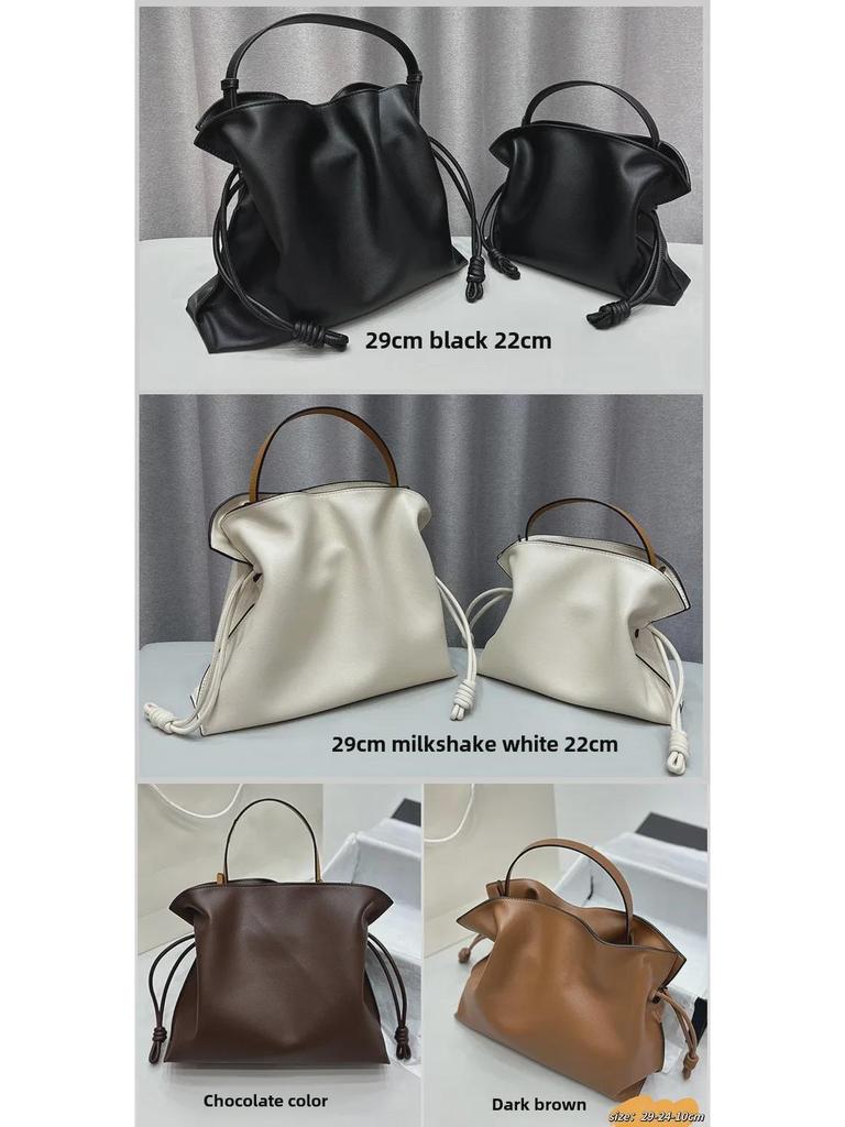 Luojia 2023 Solid Color Dumpling Handbag: High-End Texture Drawstring Bucket Bag