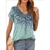 2026 New Summer Women T-shirt 3d Fashion Print Gradient Harajuku T Shirt Oversized Tee For Ladies Clothing New Short Sleeve V-Ne