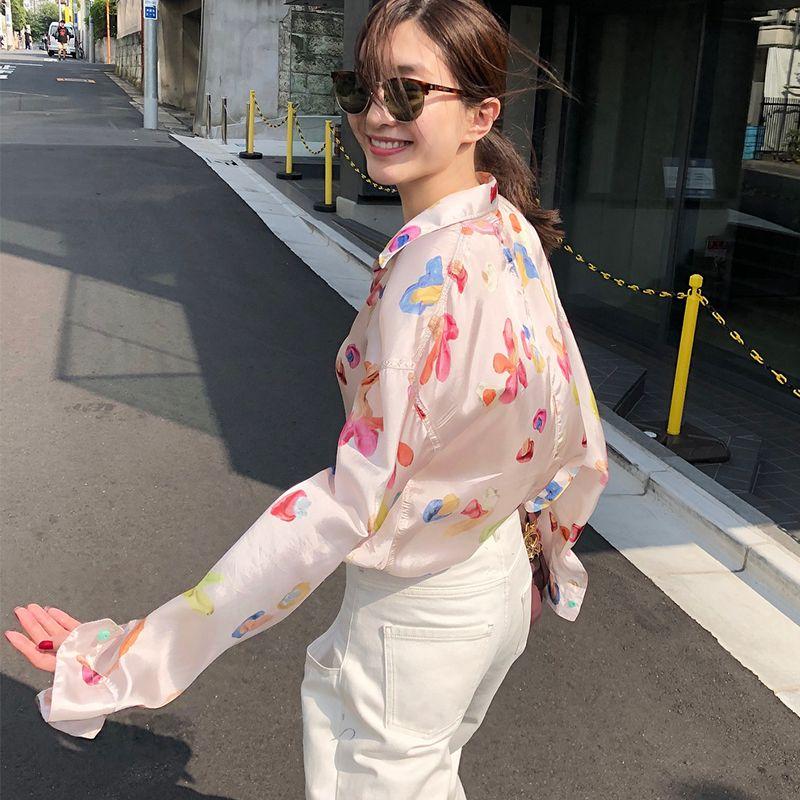 

White Collar Same Style as Jiang Shuying Elegant Women s Long Sleeve Shirt Jiang Shuying Print Pink Shirt M
