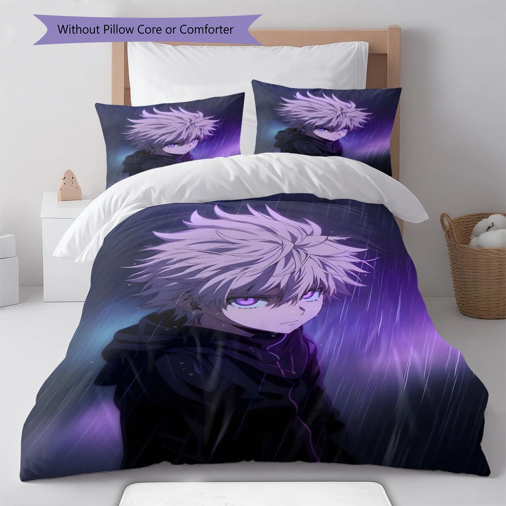 Set Copripiumino Trapuntato con Motivo Anime Federe Decorazione Casa Regalo di Compleanno (1 * copripiumino + 2 * federa, senza nucleo)