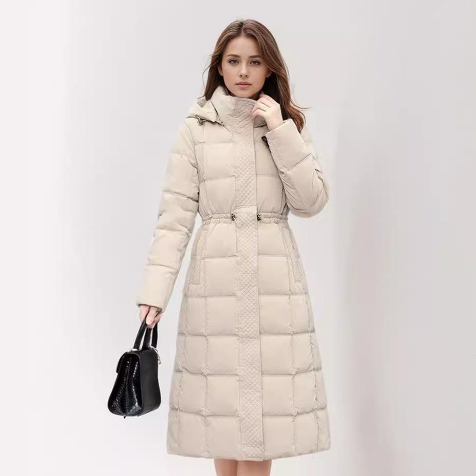 Jachetă de demi-sezon pentru femei 2024, nouă, pentru femei, cu glugă, guler cald, jachetă din bumbac, lungă, peste genunchi, paltoane