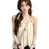 Pure desire for vacation style temperament hollow embroidered beaded sling vest summer new small sweet short top