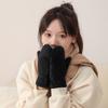 Fleece Knitted Gloves Full Fingers Winter Mittens Soft Plush Mittens  Skiing