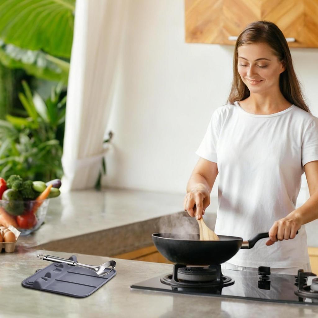 Spoon Rest Dishwasher Safe Drip Pad Silicone Spoon Rest For Kitchen Counter For Ladles Tongs Spatula Home Apartment Catering