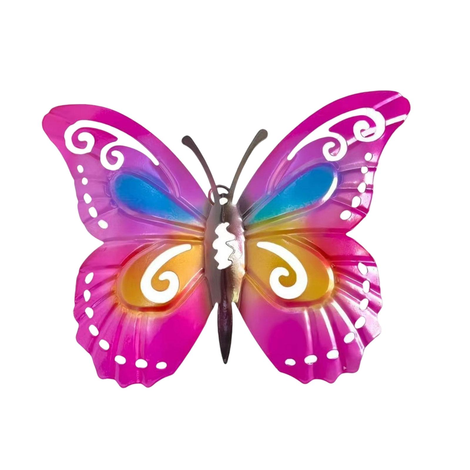 

Iron Butterfly Wall Decor Wall Art Sculpture Ornament Wall Hanging Decoration for Office Indoor Outdoor Garden Yard Fence розовый