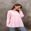 2022 Women's Loose Color Block T-Shirt with Drop Shoulder Sleeves and Round Neck