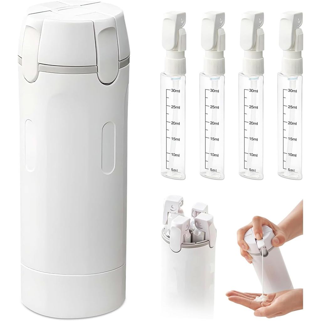 4-in-1 Reisflesjes Navulbaar Draagbare Containers voor Toiletartikelen en Cosmetica voor Shampoo Douchegel Reishouderflesjes 1pc: white