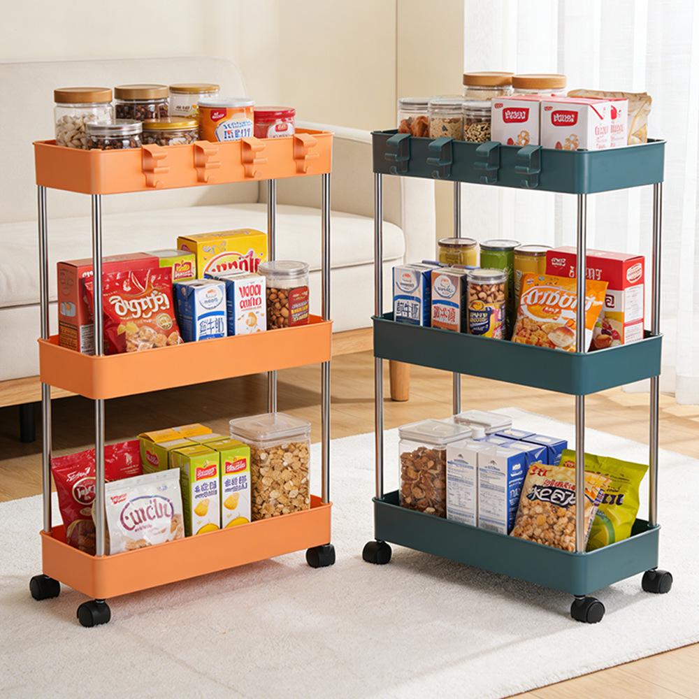 Mobile Multi-layer Floor Storage Rack for Bathroom, Kitchen, and Living Room