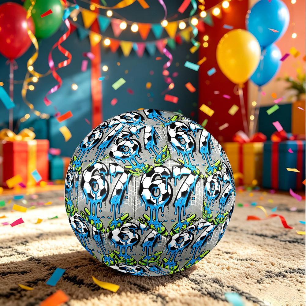 1pc Soccer Street Art Size 5 Soccer Ball Professional Match Training Football Indoor &Outdoor Sports Ball Lightweight Durable c6564