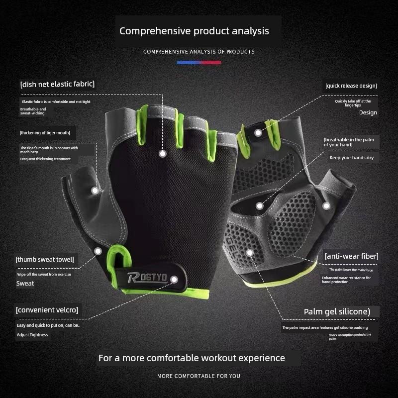 Suitable for Giant Bicycle Gloves, Half-Finger Gloves for Men and Women, Road and Mountain Bikes, Fitness Bikes, Breathable, Non-Slip, Shock-Absorbing