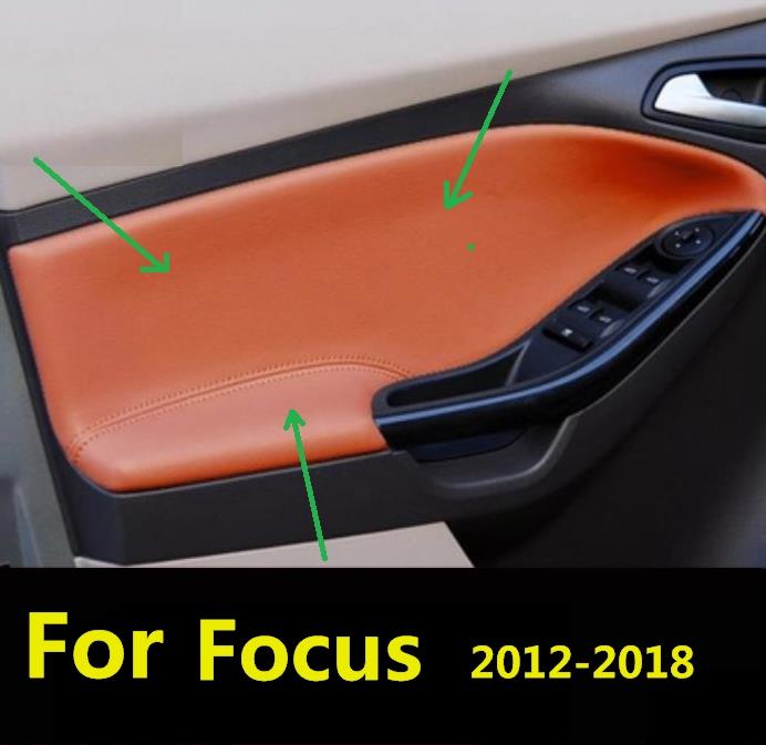 OVCN5 For Ford Focus 2012 13 2014 2015 2016 2017 2018 Microfiber Front /Rear Door Panel Armrest Leather Cover Protective Trim