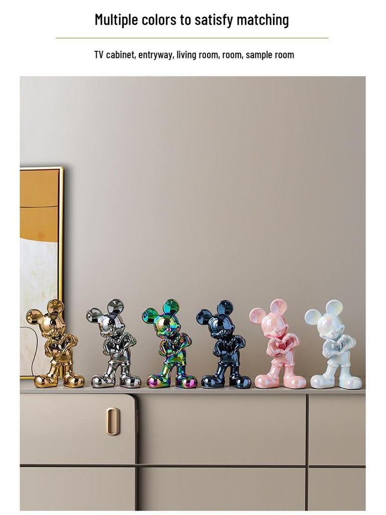 Luxury Creative Home Decor: Mickey Mouse Cartoon Ornaments for Living Room, TV Cabinet, and Entrance