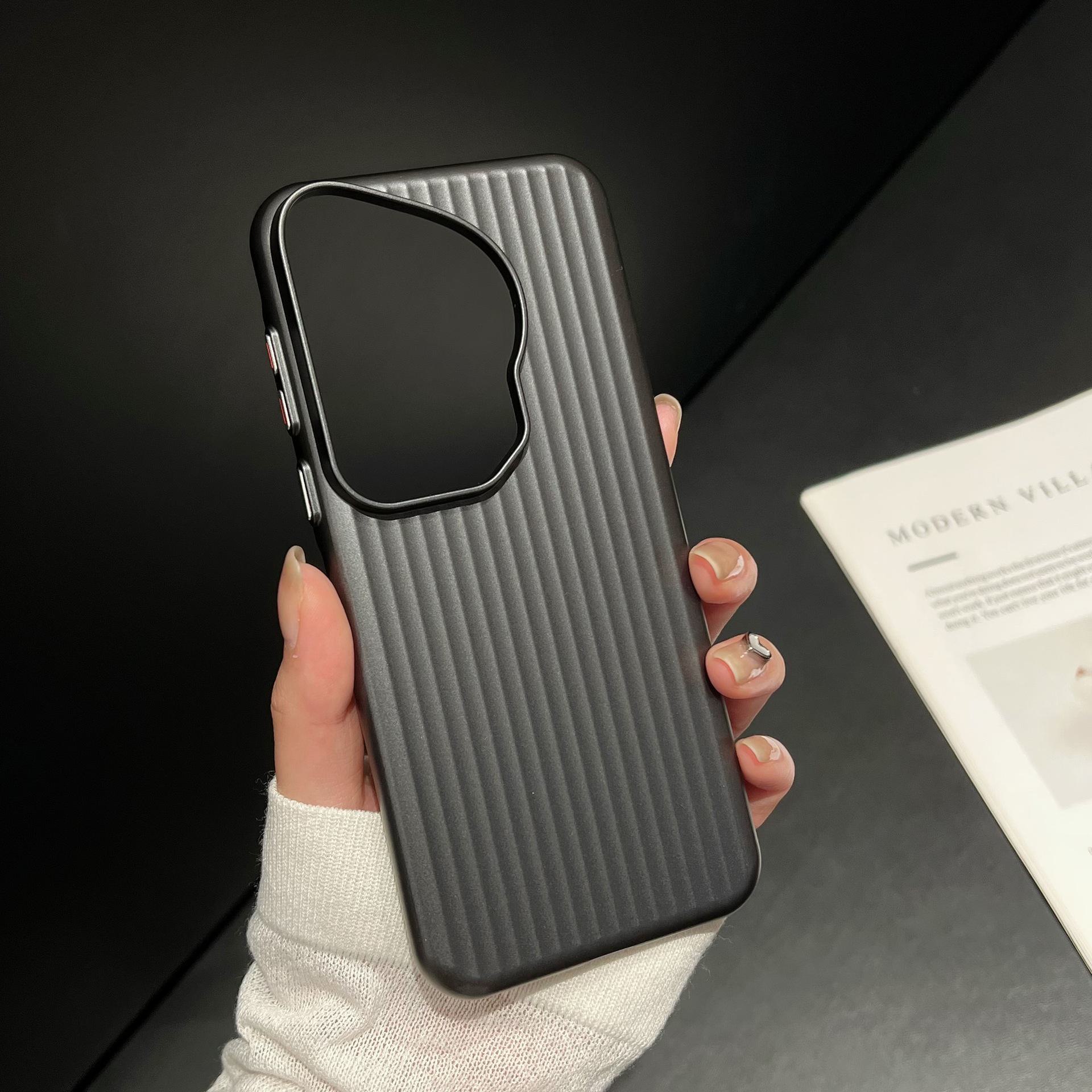 

Huawei PURA70 Ultra Приятный на ощупь гофрированный чехол для мобильного телефона для 70 Pro+ с жестким корпусом Black