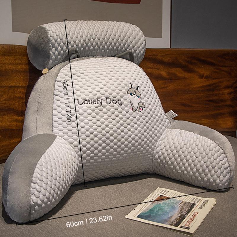 Мягкая стеганая плюшевая подушка для поясницы «Lovely Tousseau» из 1 предмета — можно стирать в стиральной машине, наполнитель — 100% полипропилен — идеально подходит для чтения в постели или на диване 60*45*20cm серый