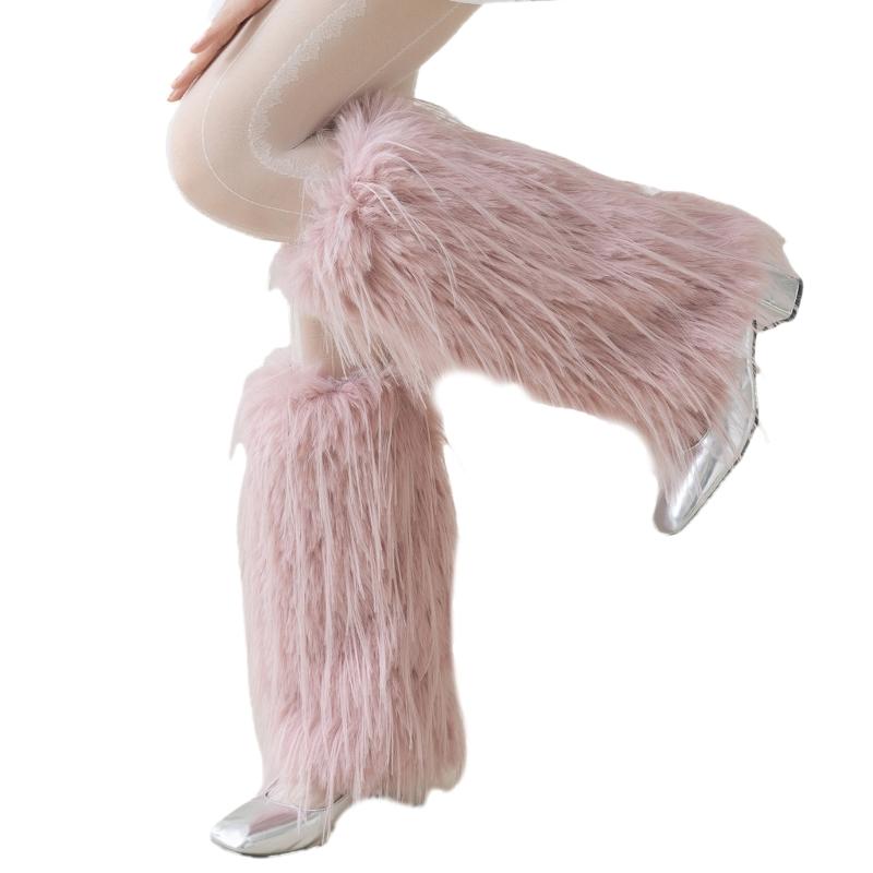 Plush Furry Leg Warmer for Women High Elasticity Winter Fashion Accessory Boot Toppers Gaiters Fuzzy Footless Long Socks