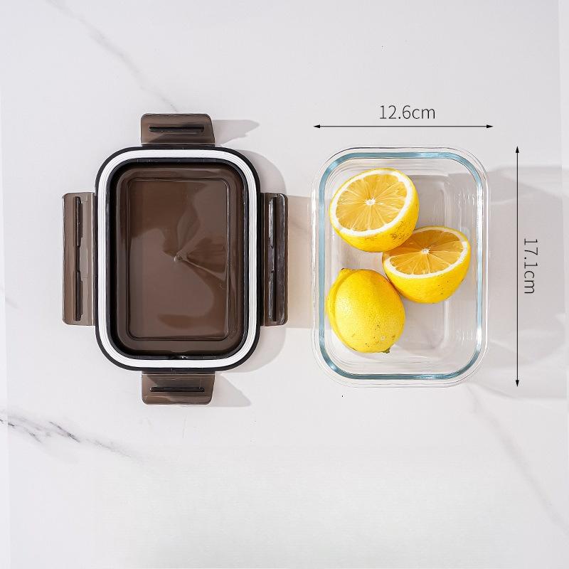 Rectangular Heat-resistant Glass Lunch Box, Heat-resistant, Bento Box and Refrigerator Glass Food Storage Box