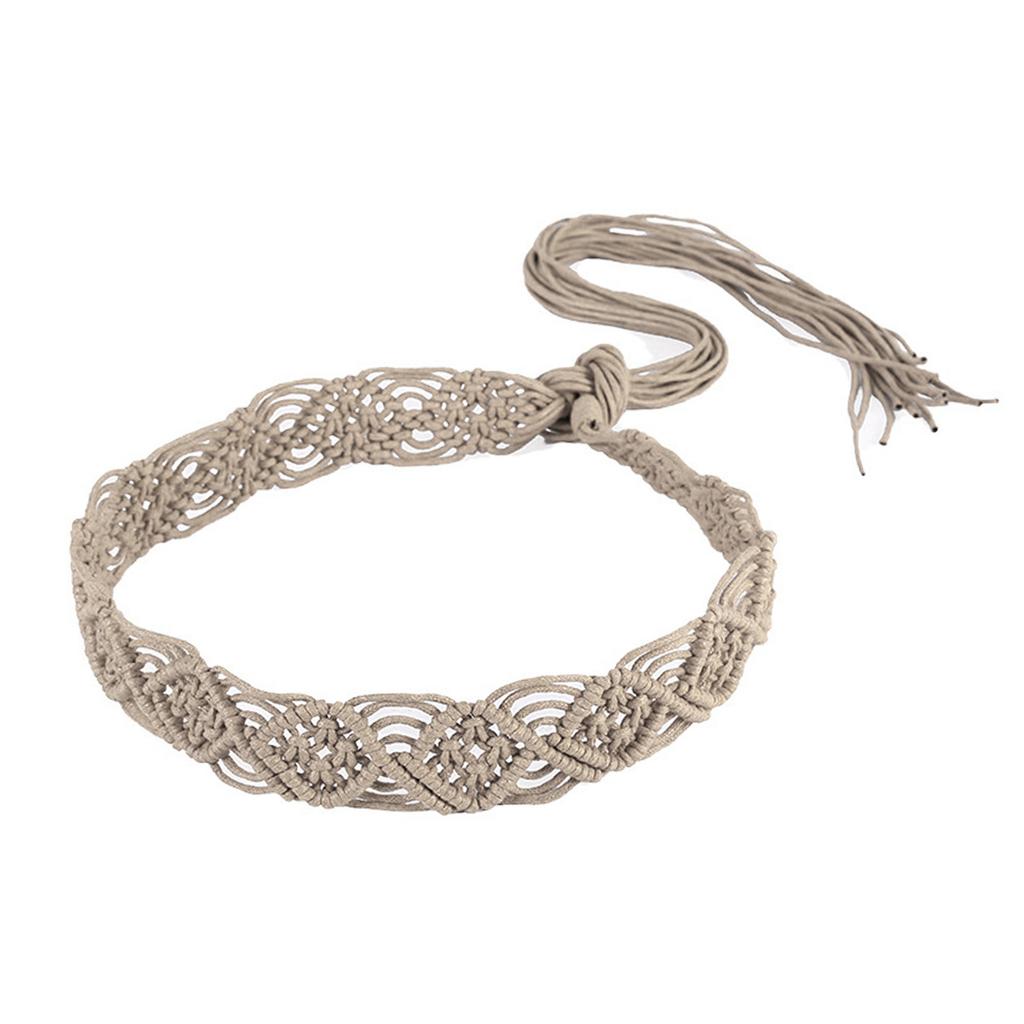 Women Decorative Wax Rope Belt Bohemian Fringed Belt Girl Dress Accessories Ethnic Waiststrap Female Waist Ornament