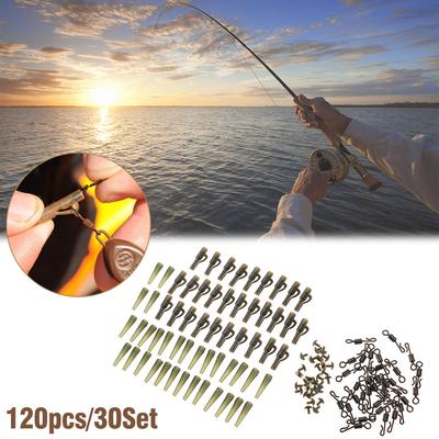 120 Stück/30 Sätze Karpfenangeln Sicherheitsblei-Clips Schwanzschläuche Stifte Wirbel Terminal