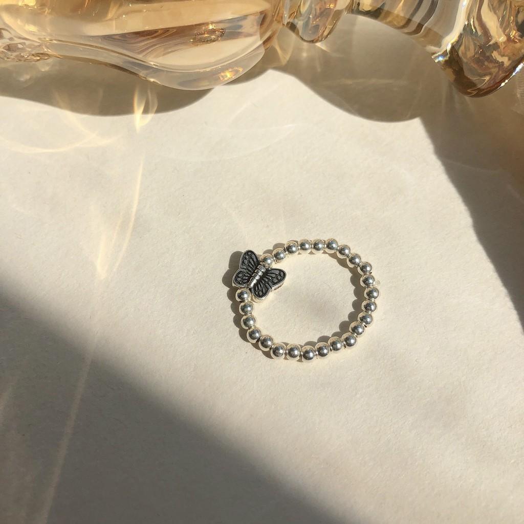 Elegant S925 Silver Smiley Face Charm Ring With Colorful Beads For Trendy Women