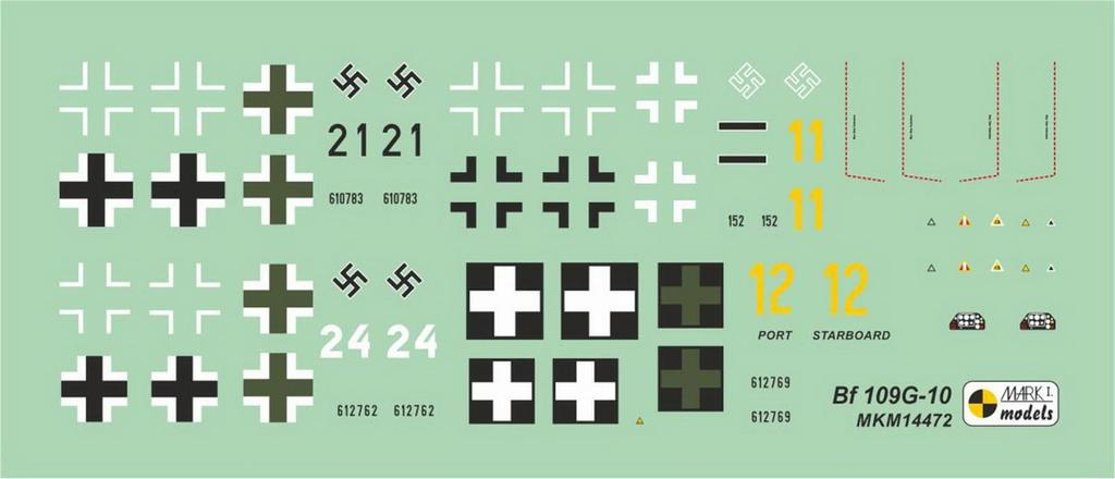 Mark I 1/144 Bf109G-10 „Späte Gustav“ (2 Kits) Plastikmodellbausatz MKM 144072N (Flugzeug)
