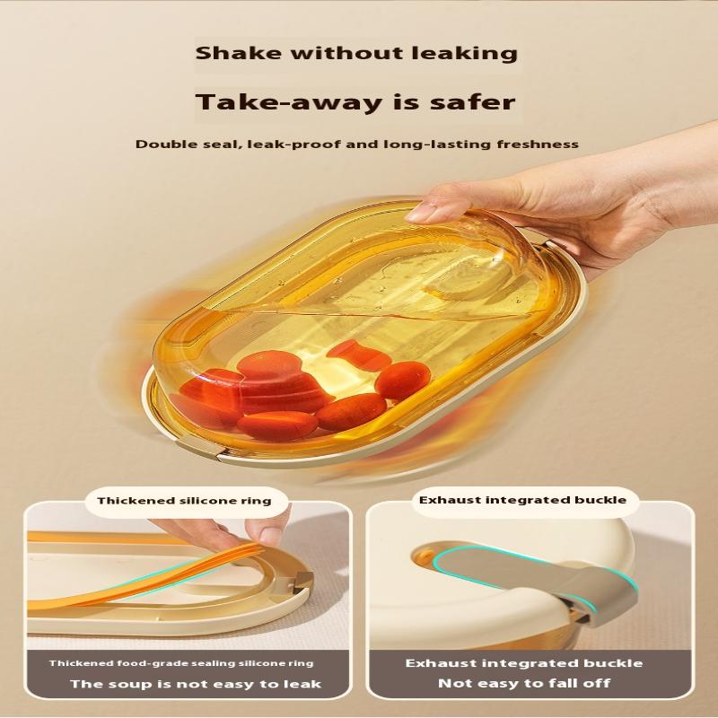 Microwave Glass Lunch Box For Office Workers Separated Heat-Resistant Lunch Box Bowl Sealed And Kept Fresh With Lid