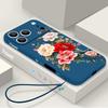 Cartoon Daisies Flower Pattern Lanyard Case For iPhone 17 Pro Max iPhone 16 15 14 13 Pro Max 11 16E 17E Soft Silicone Phone Back Cover
