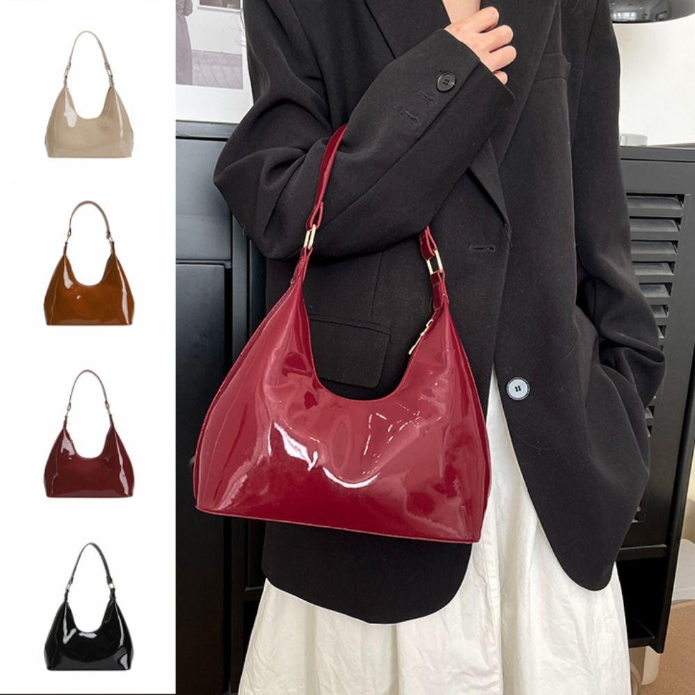 New Design Luxury Armpit Bag Glossy Women's Handbag Fashion Retro Shoulder Bags  Female