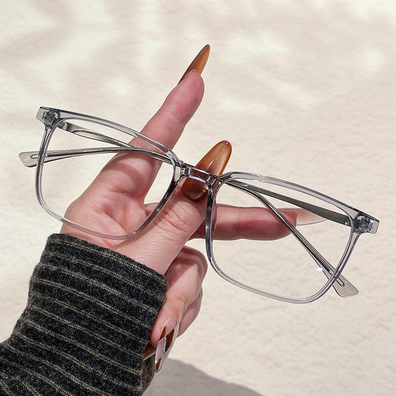 Unisex Photochromic Square Glasses Frame with Anti-Blue Light Plano Lenses