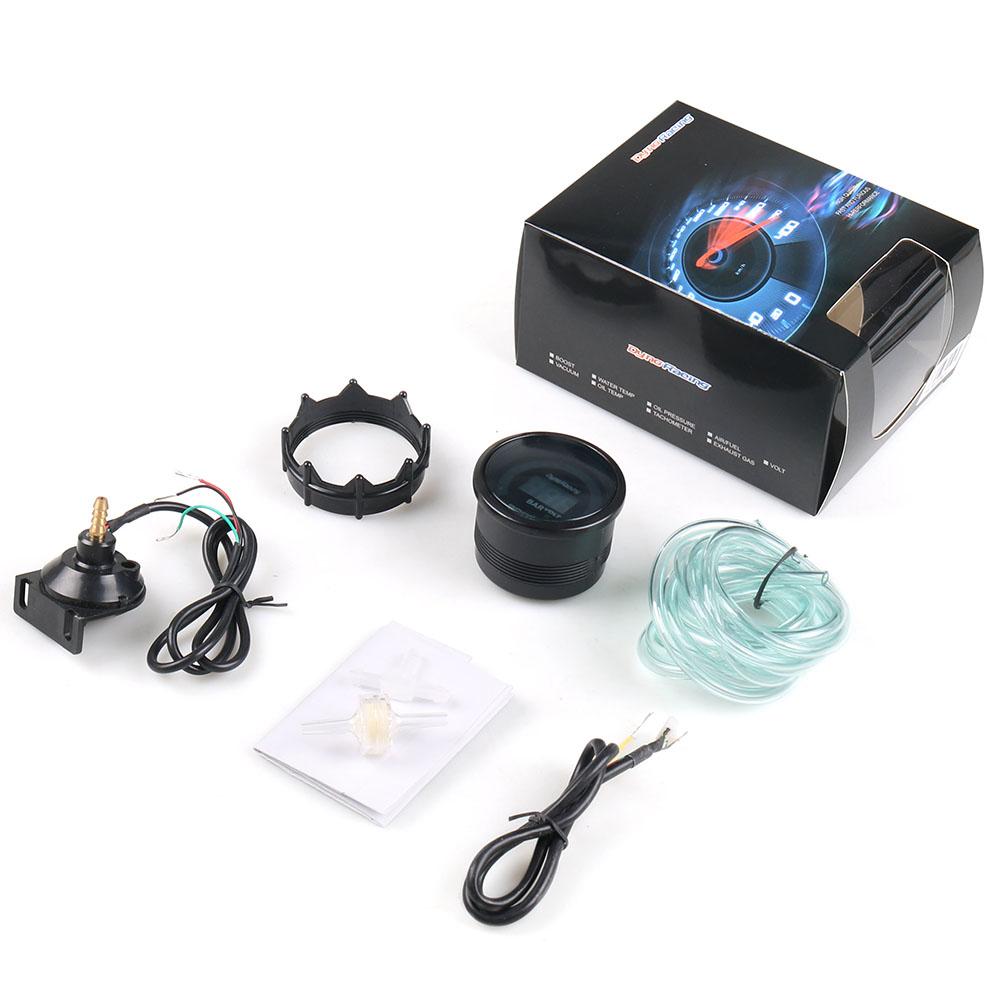 Dynoracing 2" 52MM Digital 20 LED Boost bar psi Vacuum Water temp Oil temp Oil press Voltmeter Air/fuel ratio EGT temp RPM Gauge