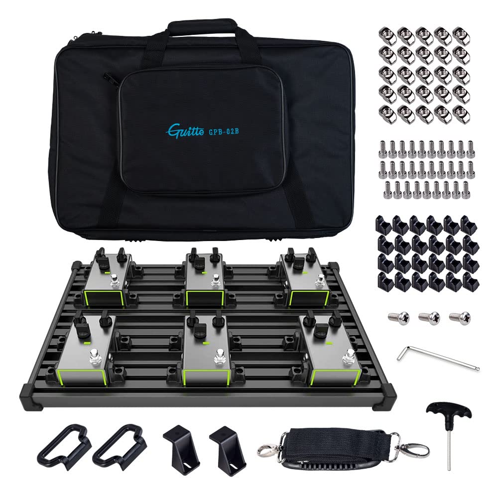 Guitto Guitar Effector Pedal Board Clamp Block Fixed Effect Pedal Board Aluminum Alloy with Ultra Light Carrying Bag (Medium)