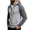 Men's Casual Colorblock Hooded Jacket with Zipper and Large Pockets, Raglan Sleeve Long Sleeve Coat