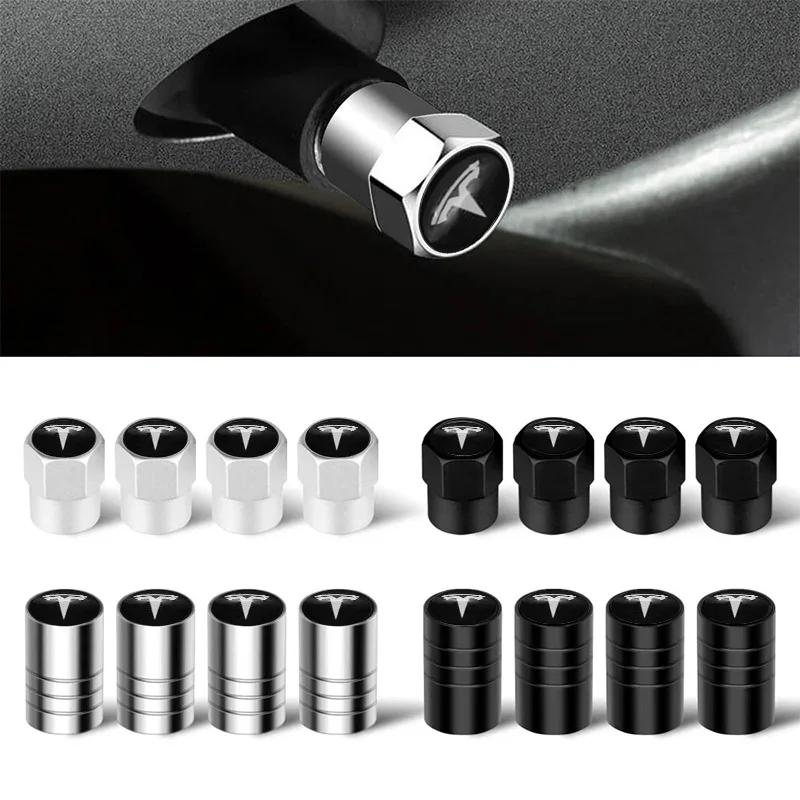 4Pcs Car Wheel Tire Valve Caps Air Stem For Tesla Model S Model X Y 3 Roadster SpaceX Tyre Plug Auto Tools Accessory