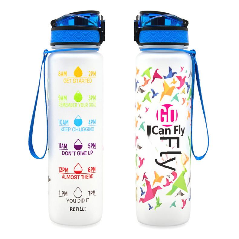1L Gradient Frosted Travel Mug with Bounce Cover - 1000ml Space Cup, Large Capacity Student Water Bottle