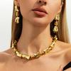 New Punk Trendy Irregular CCB Necklace Drop Earrings for Women Vintage Adjustable Clavicle Chain Party Grunge Jewelry Set