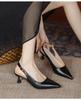 Sharp pointed back hollow thin heel French high heels for women in summer 2025 new one-piece sexy black toe sandals for women