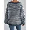 2025 Fashion Loose and Lazy Style Drop Shoulder Stripes Sweater Women Winter New Arrival Thermal Knitting Pullover Tops Women