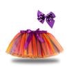 Girls' Star and Moon Mesh Tutu Skirt Set with Bow Hair Clips