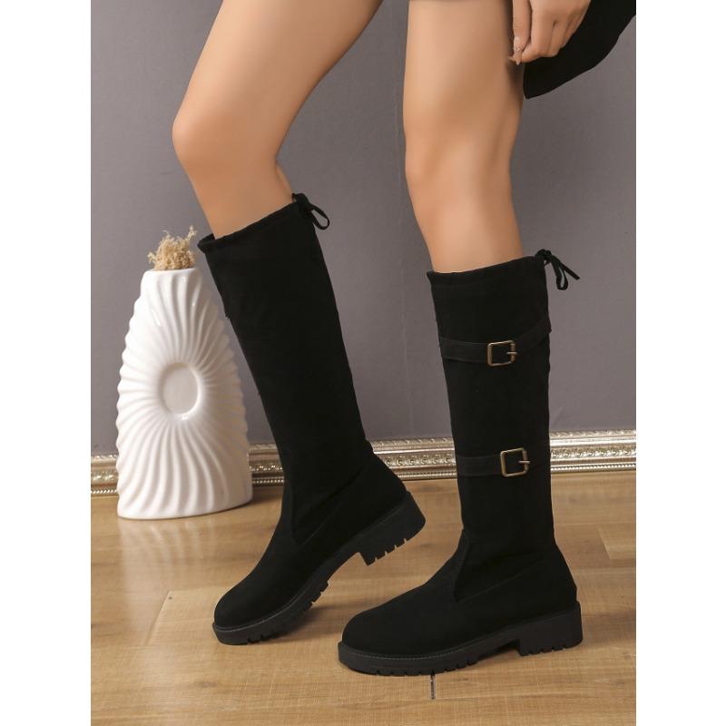 Women's Fall/Winter Plus Size Buckle Comfort Women's Sleeve Simple Suede Boots Casual Comfort