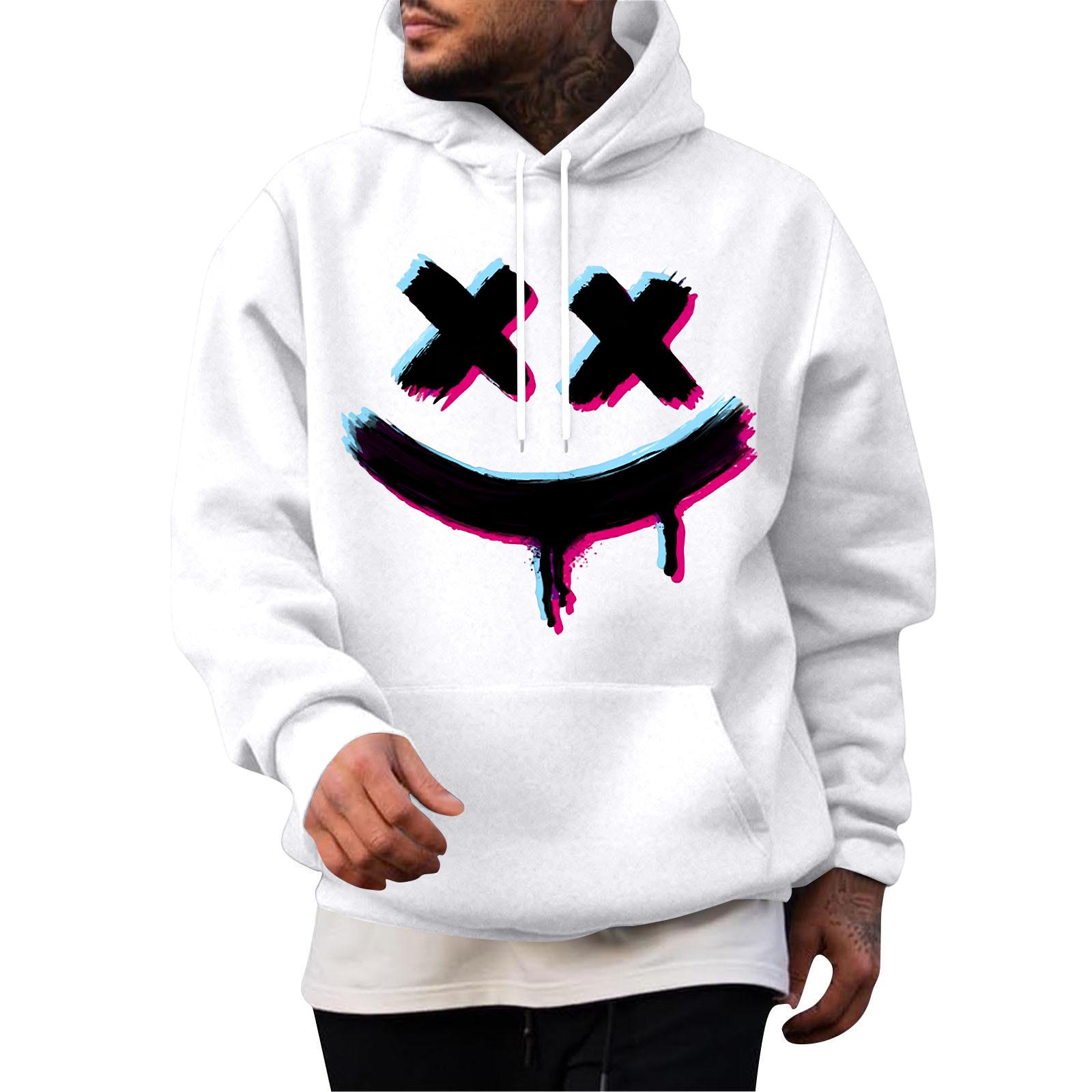

Мужская повседневная толстовка модная толстовка с капюшоном для отдыха топы подростковая уличная мода рубашка с длинным рукавом теплая XL белый