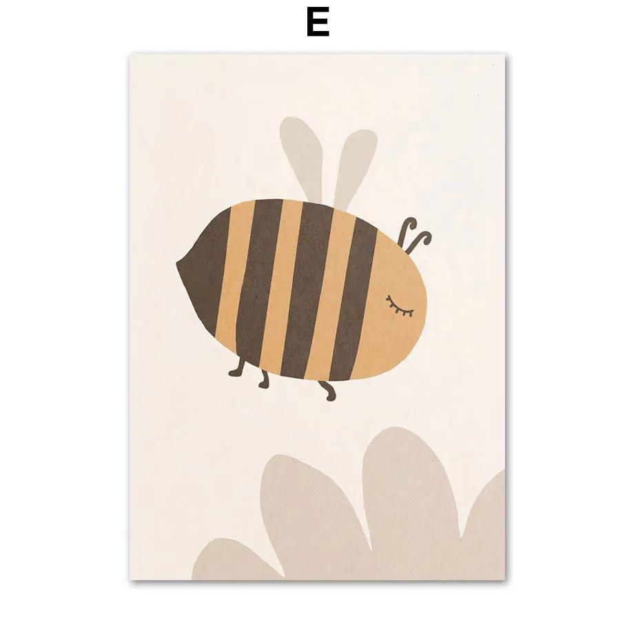 Nordic Cartoon Mouse Cat Goose Bird Bee Mushroom Wall Art Posters and Prints Canvas Painting Wall Pictures Baby Kids Room Decor