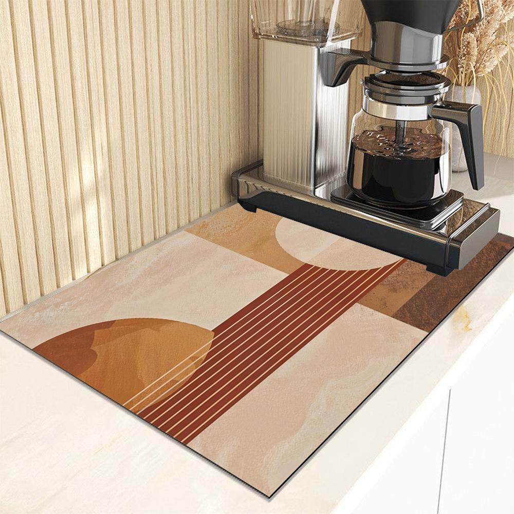 Modern Abstract Geometric Absorbent Dish Drying Mat Decor Multi-Functional Kitchen Counter Dining Table Coffee Machine Pad