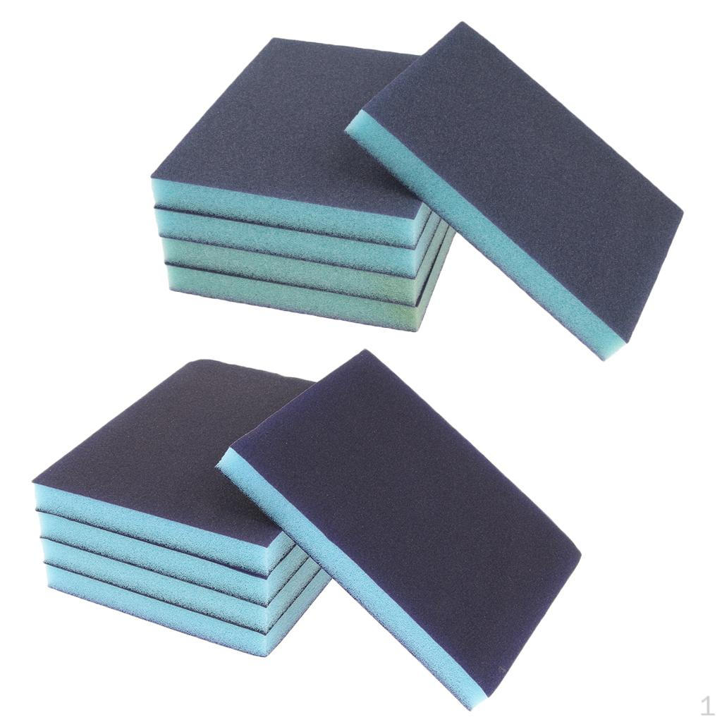 

10 шт. Губка шлифовальная зернистость крупная/средняя синяя для шлифовки небольших участков, 120 и 180