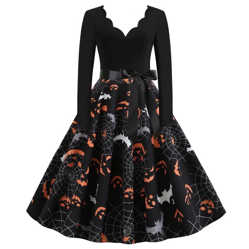 BITCED Fashion Spring Autumn Long Sleeve V-Neck Casual Dresses