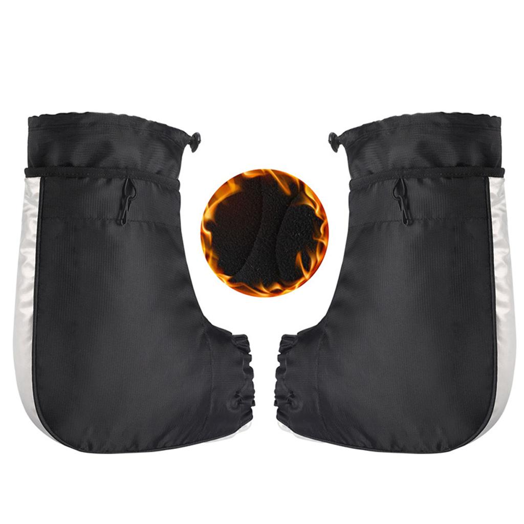 Windproof Thermal Bike Handlebar Mittens Bicycle Electric Bike Warm Handlebar Cover Reflective Painting Safety Cycle
