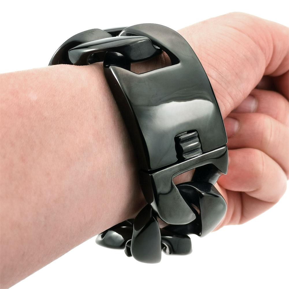 

32mm width bling massive 316L stainless steel black Hip hop bracelet designer chrams 20cm(7.8inch)