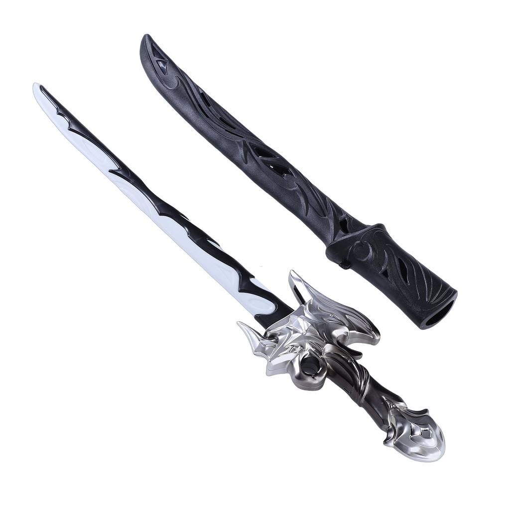 Light Up Sword Toy RGB LED Lighted Saber with Sound Sensor Sheath for Cosplay Party Display Birthday Gifts Silver
