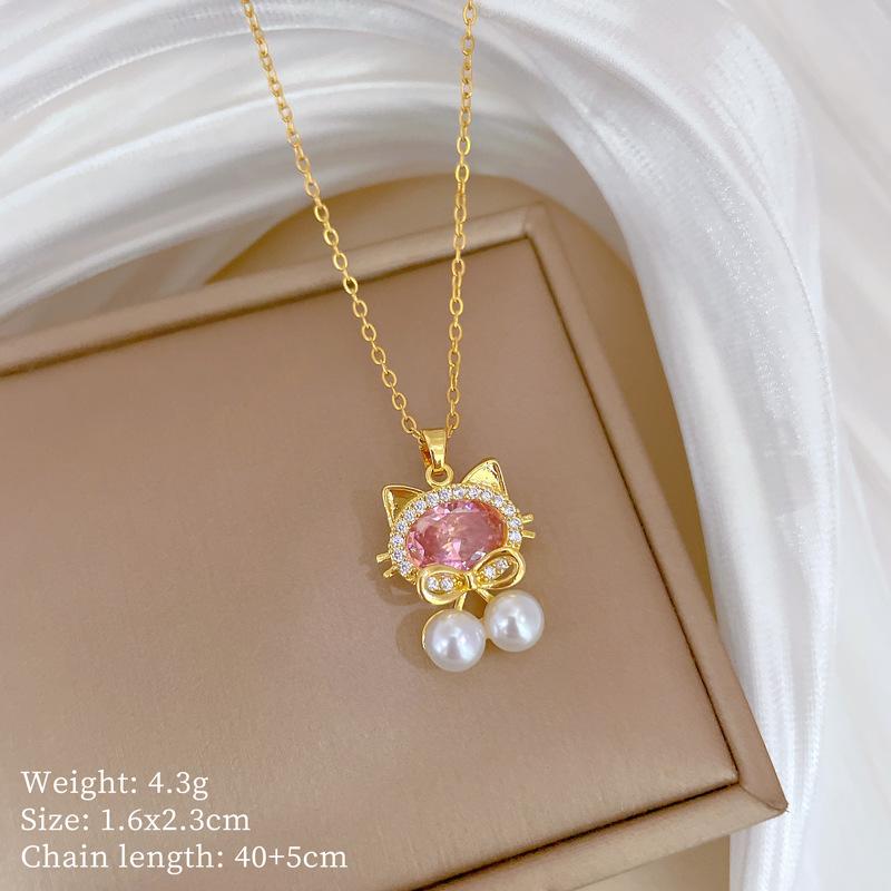 Copper Micro-Inlaid Necklace Women'S Copper Micro-Inlaid Real Gold Electroplating Simple And Exquisite Collarbone Chain Neck Chain