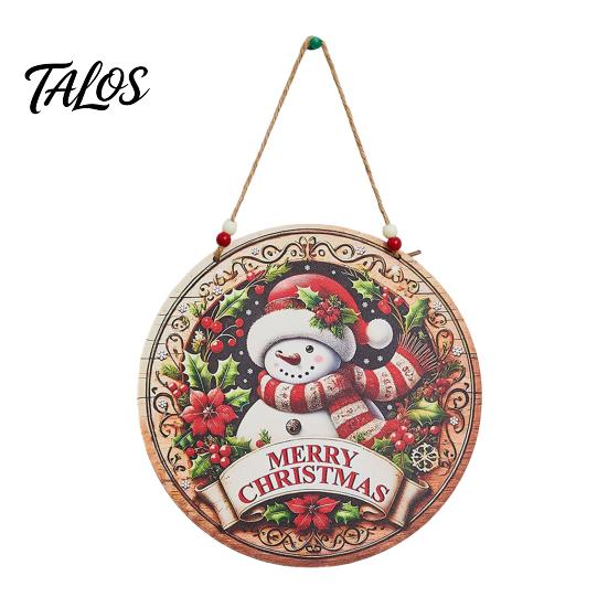 Wood Seasonal Ornaments Wooden Christmas Hanging Decoration, Rustic Santa Claus Snowman Gnome Red Truck Decorations Ornament, Window Wall Decor