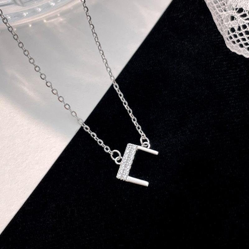 Banyan Tree S925 Silver Alphabet Necklace: Women's Summer Diamond Pendant with 26 English Letters Elegantly Designed.